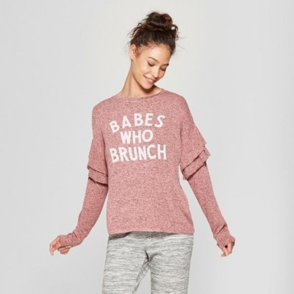 BABES WHO BRUNCH Cozy Sweatshirt in Rose - Picture 1 of 6